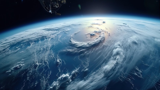 El planeta Tierra durante un huracán como se ve desde el espacio Una escena cinematográfica de Stunning View Fury como una película