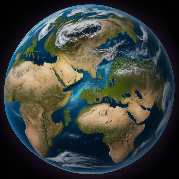 Planeta Tierra con nubes Europa y parte de Asia y África Elementos de esta imagen proporcionados por N