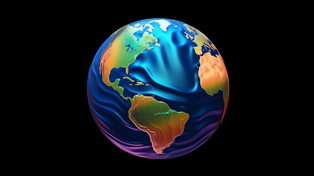 Planeta tierra o globo terráqueo con océanos y gradiente de agua AI generativa