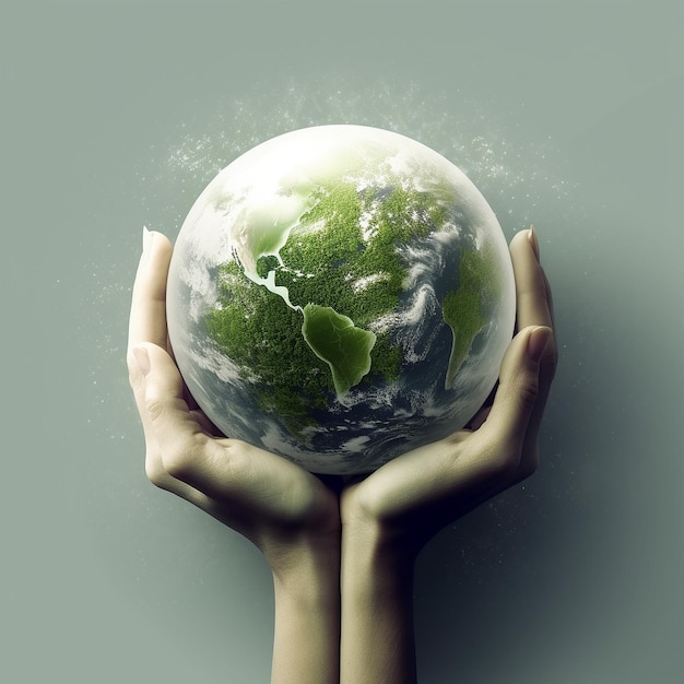 Planeta verde em suas mãos, salve a terra