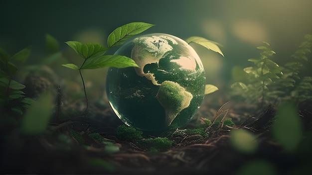 Un planeta verde con la palabra tierra en él