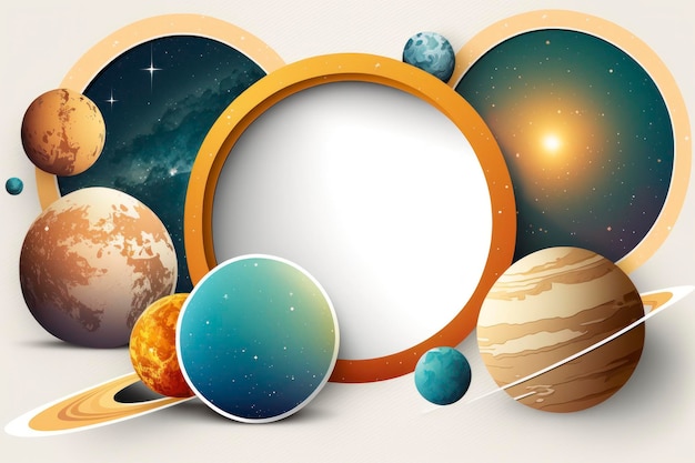 Los planetas copian el fondo del clipart y el modelo de espacio