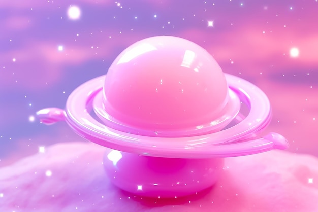 Planetas cor-de-rosa no espaço e bolhas espaciais no estilo da estética Sailor Moon Glitch gerada por Ai