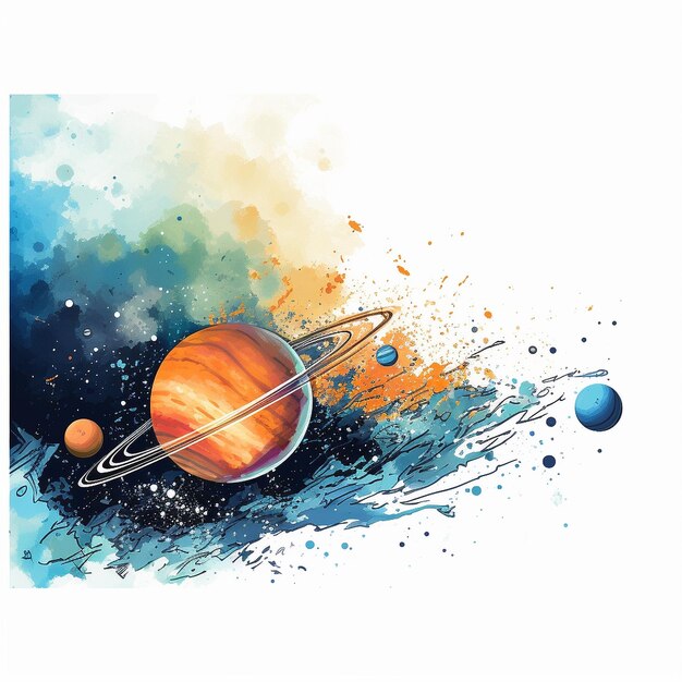 Foto planetas de aquarela