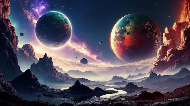 Planetas de outro mundo e paisagem cósmica