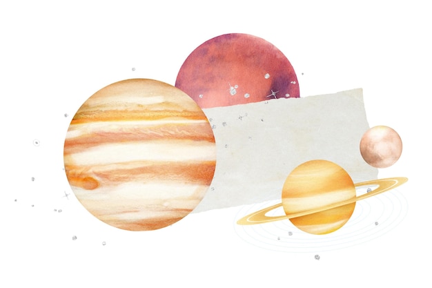 Planetas espaciales pegatina png de fondo transparente