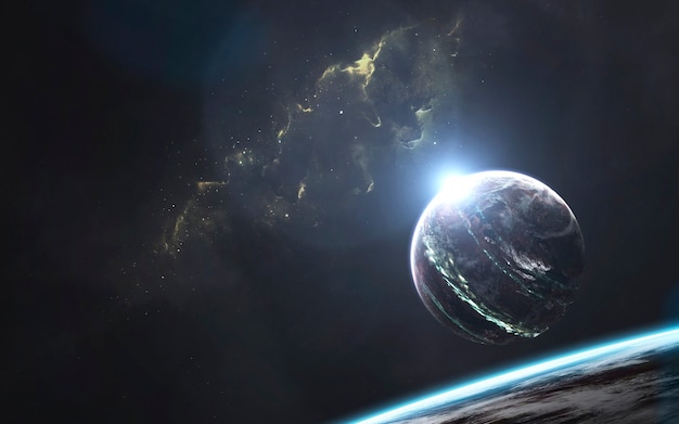 Planetas del espacio profundo, impresionante fondo de pantalla de ciencia ficción, paisaje cósmico. Elementos de esta imagen proporcionada por la NASA