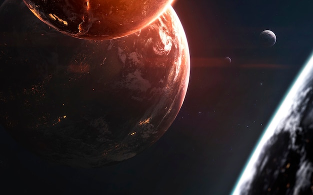 Planetas del espacio profundo, impresionante fondo de pantalla de ciencia ficción, paisaje cósmico. Elementos de esta imagen proporcionada por la NASA