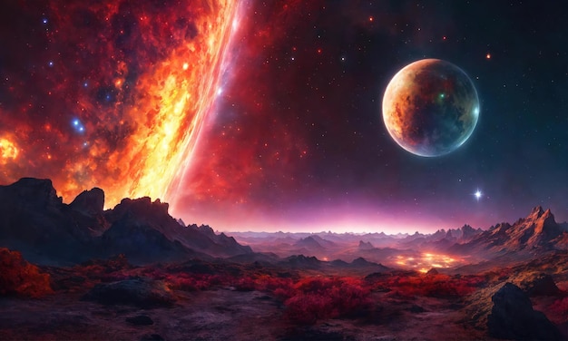 Planetas, estrelas e galáxias no espaço exterior mostrando a beleza da exploração espacial
