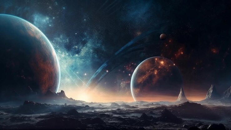 Planetas y galaxia ciencia ficción wallpapergenerative ai
