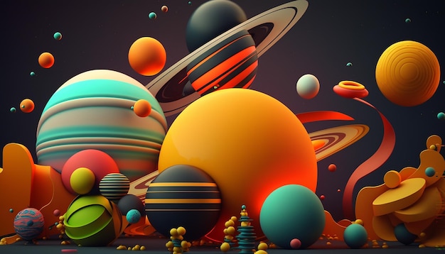 Foto planeten 3d-raum generative ki