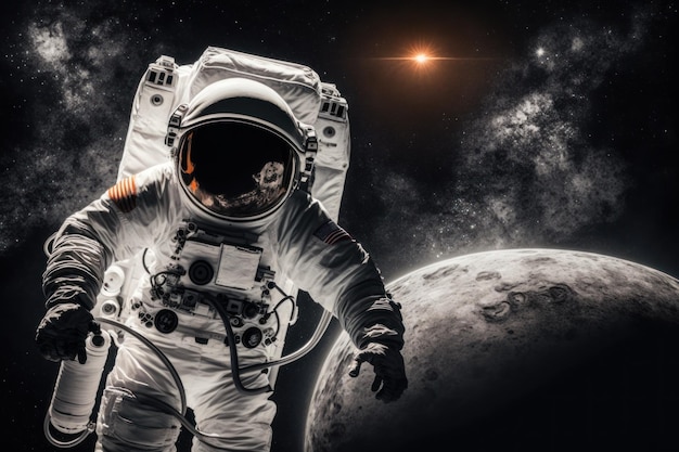 Planetenansicht Astronaut im Raumanzug Schönes Illustrationsbild Generative KI