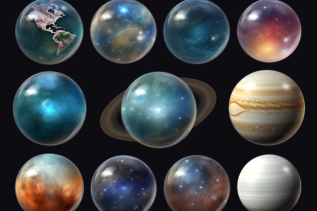 Planets Realistic Transparent Set