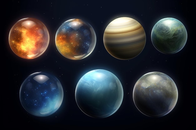 Planets Realistic Transparent Set