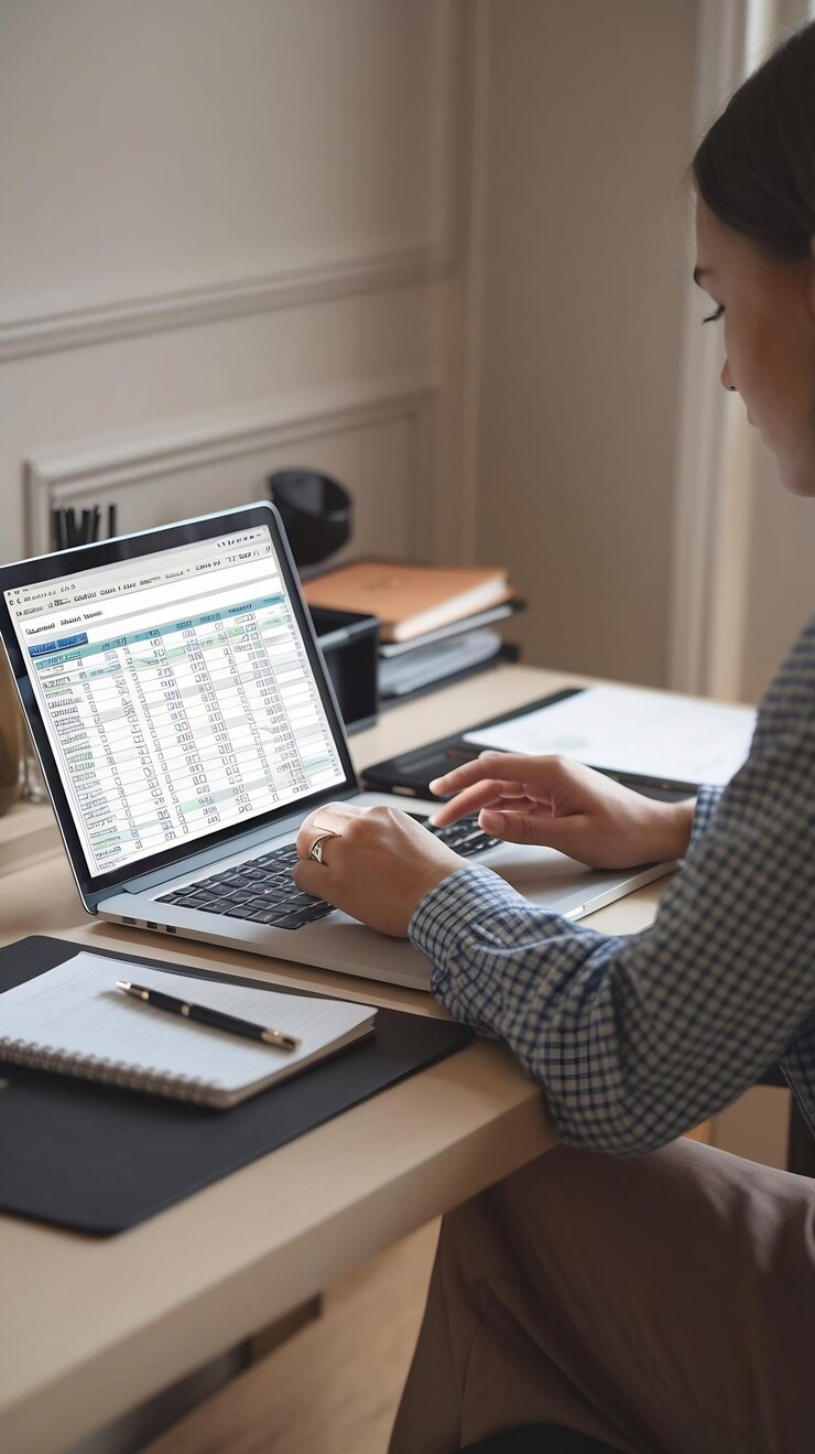 Foto planificación financiera con el concepto de portátil