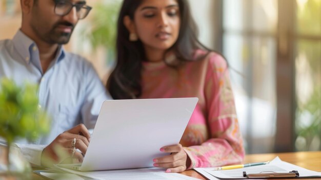 Foto planificación de las finanzas de la pareja en el hogar ia generativa