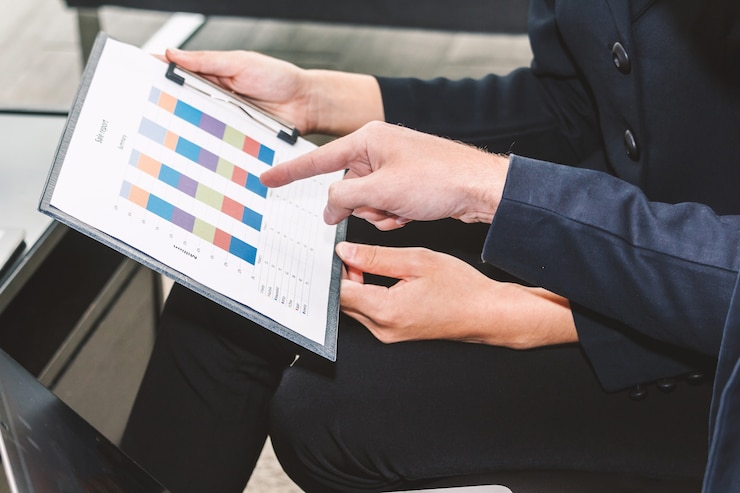 Foto planificación de negocios corporativos con carta de negocios concepto de trabajo en equipo