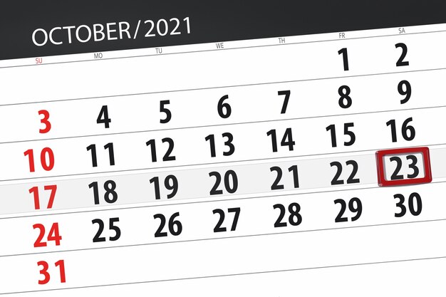 Planificador de calendario para el mes de octubre de 2021, fecha límite, 22, viernes.