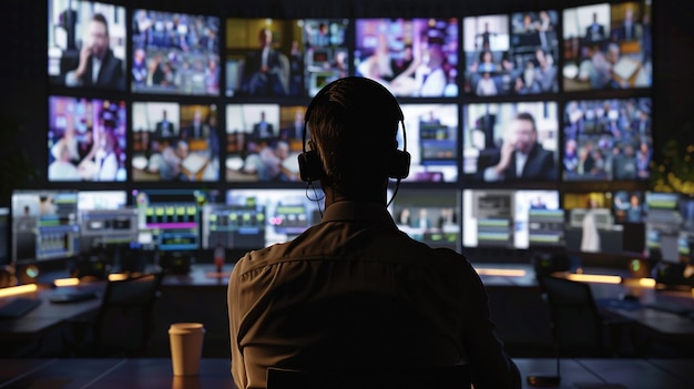 Planificador de eventos virtuales organizando una conferencia en línea