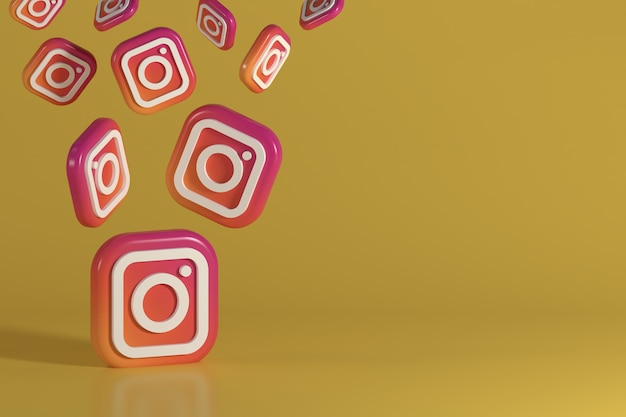 Plano de fundo 3D do instagram para mídia social