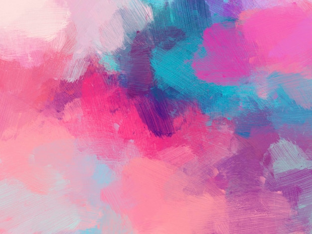 Plano de fundo abstrato pincel colorido tela de pintura a óleo azul rosa