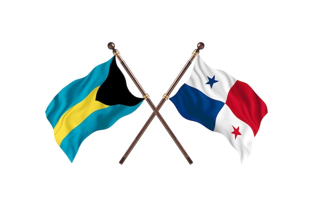 Plano de fundo das bandeiras de dois países Bahamas versus Panamá