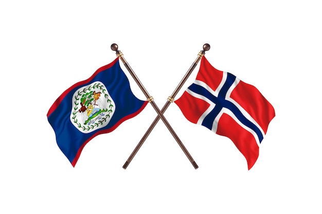 Plano de fundo de bandeiras de dois países em Belize versus Noruega