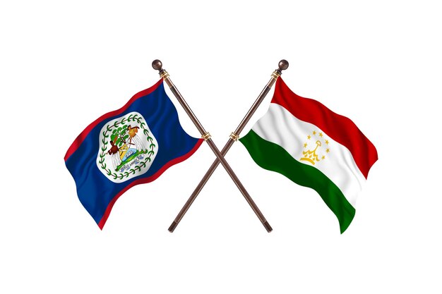 Plano de fundo de bandeiras de dois países em Belize versus Tajiquistão