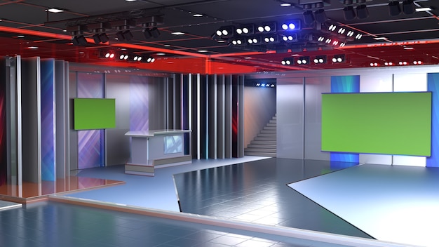 Plano de fundo de notícias do 3D Virtual TV Studio para programas de TV TV no Wall3D Virtual News Studio Plano de fundo