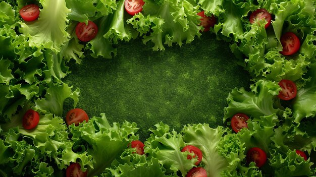 Foto plano de fundo de salada de vegetais em close-up com espaço para texto