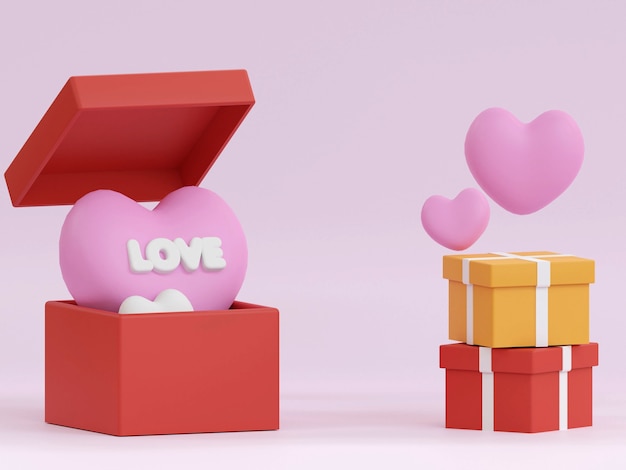 Foto plano de fundo dia dos namorados com caixa de presentes festivos realistas caixas de presente rosa românticas com vermelho