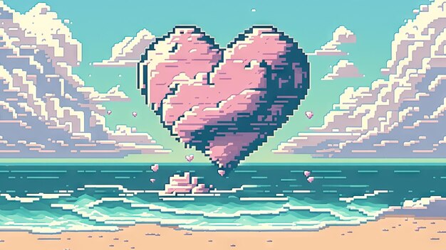 Foto plano de fundo do cartão de dia dos namorados estilo de pixel art design de ilustração gráfica