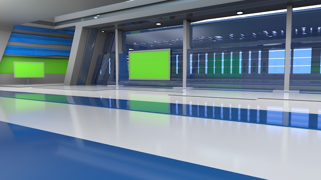 Plano de fundo do estúdio de notícias para programas de TV TV no Wall3D Virtual News Studio Background ilustração 3D