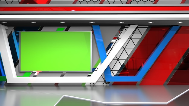 Plano de fundo do estúdio de notícias para programas de TV TV no Wall3D Virtual News Studio Background ilustração 3D