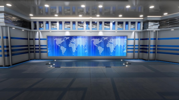 Plano de fundo do estúdio de notícias para programas de TV TV no Wall3D Virtual News Studio Background ilustração 3D