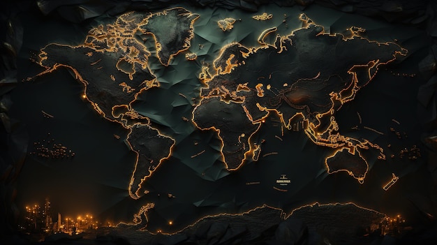 plano de fundo do mapa abstrato do mundofundo escuroo conceito de estudar os elementos