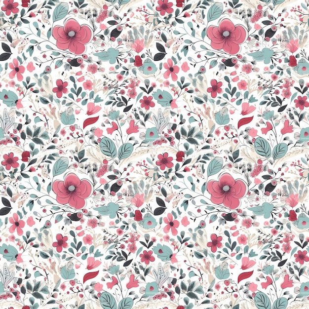 Plano de fundo floral sem costura Modelo romântico gerado por IA