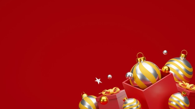 Plano de fundo Natal e feliz ano novo com decoração festiva e espaço de cópia.