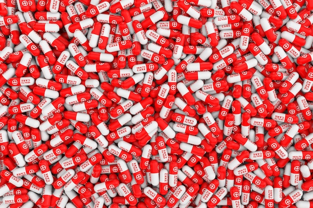 Plano de fundo ou textura da cápsula de Many Health Care Pills