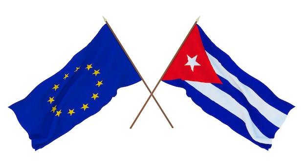 Plano de fundo para designers ilustradores Bandeiras do Dia da Independência Nacional A União Europeia e Cuba