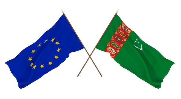 Plano de fundo para designers ilustradores Bandeiras do Dia da Independência Nacional A União Europeia e o Turcomenistão