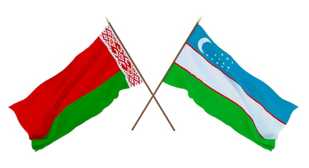 Plano de fundo para designers ilustradores Bandeiras do Dia da Independência Nacional Bielorrússia e Uzbequistão