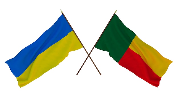 Plano de fundo para designers ilustradores Bandeiras do Dia da Independência Nacional da Ucrânia e Benin