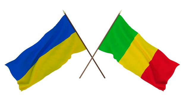 Plano de fundo para designers ilustradores Bandeiras do Dia da Independência Nacional da Ucrânia e do Mali