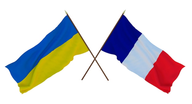 Plano de fundo para designers ilustradores Bandeiras do Dia da Independência Nacional da Ucrânia e França