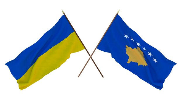 Plano de fundo para designers ilustradores Bandeiras do Dia da Independência Nacional da Ucrânia e Kosovo