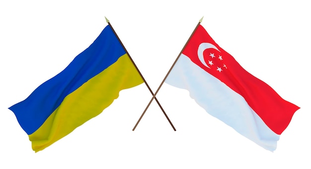 Plano de fundo para designers ilustradores Bandeiras do Dia da Independência Nacional da Ucrânia e Singapura