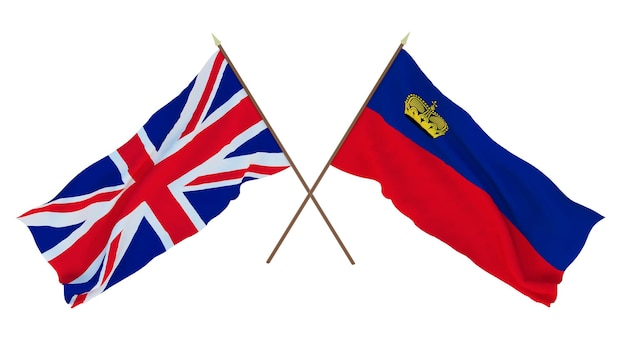 Plano de fundo para designers ilustradores Bandeiras do Dia da Independência Nacional O Reino Unido da Grã-Bretanha e Irlanda do Norte e Liechtenstein