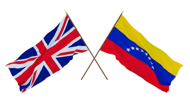 Plano de fundo para designers ilustradores Bandeiras do Dia da Independência Nacional O Reino Unido da Grã-Bretanha e Irlanda do Norte e Venezuela