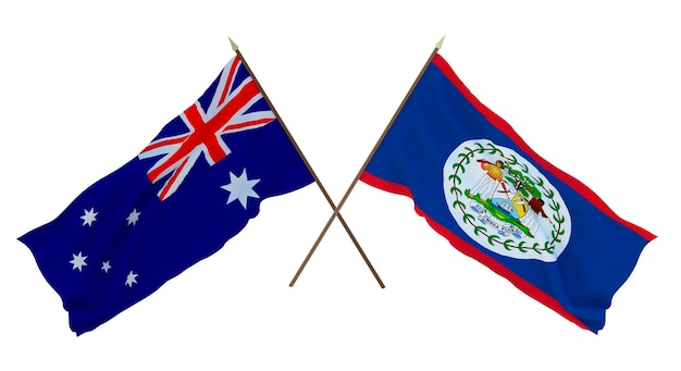 Plano de fundo para designers ilustradores Dia da Independência Nacional Bandeiras Austrália e Belize